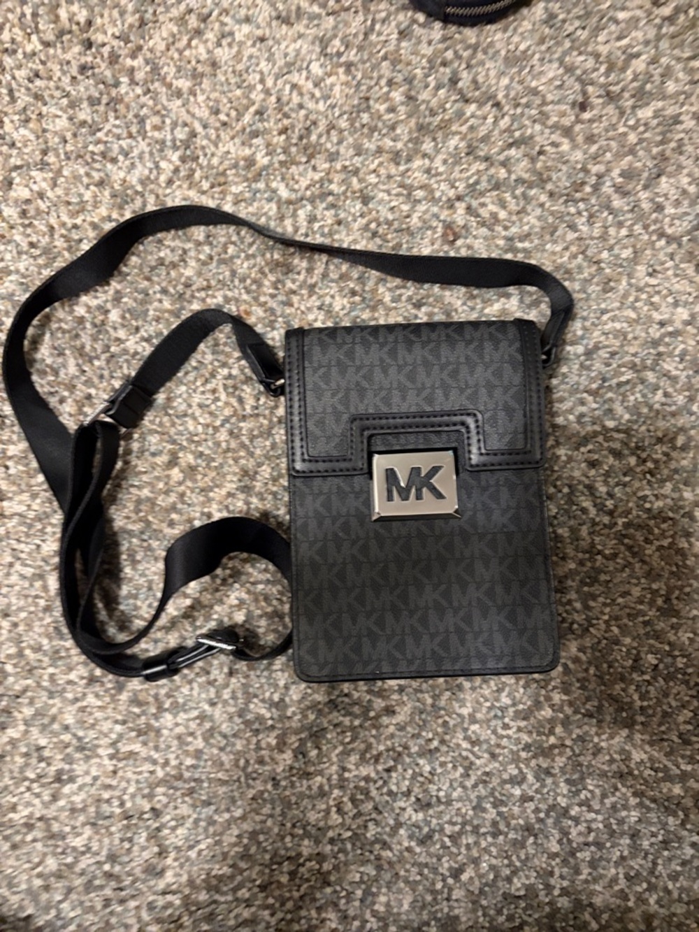 Michael Kors Black MK Logo Crossbody Messenger Bag